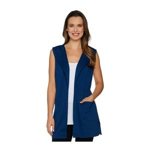 NEW Joan Rivers Open Vest with Pockets XXS Blue